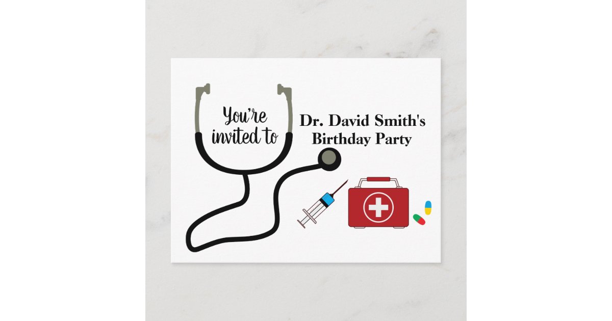 Doctor , Nursing, Medical birthday Invitation Postcard Zazzle