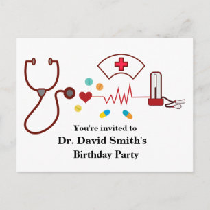 Doctor , Nursing, Medical birthday Invitation Postcard