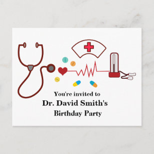 Doctor , Nursing, Medical birthday Invitation Postcard