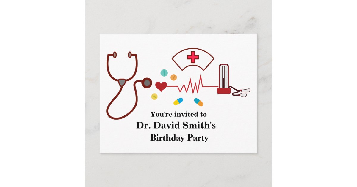Doctor , Nursing, Medical birthday Invitation Postcard