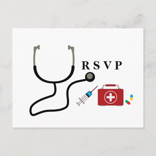 Doctor  Nursing Medical rsvp Invitation Postcard