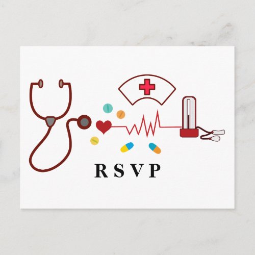 Doctor  Nursing Medical rsvp Invitation Postcard