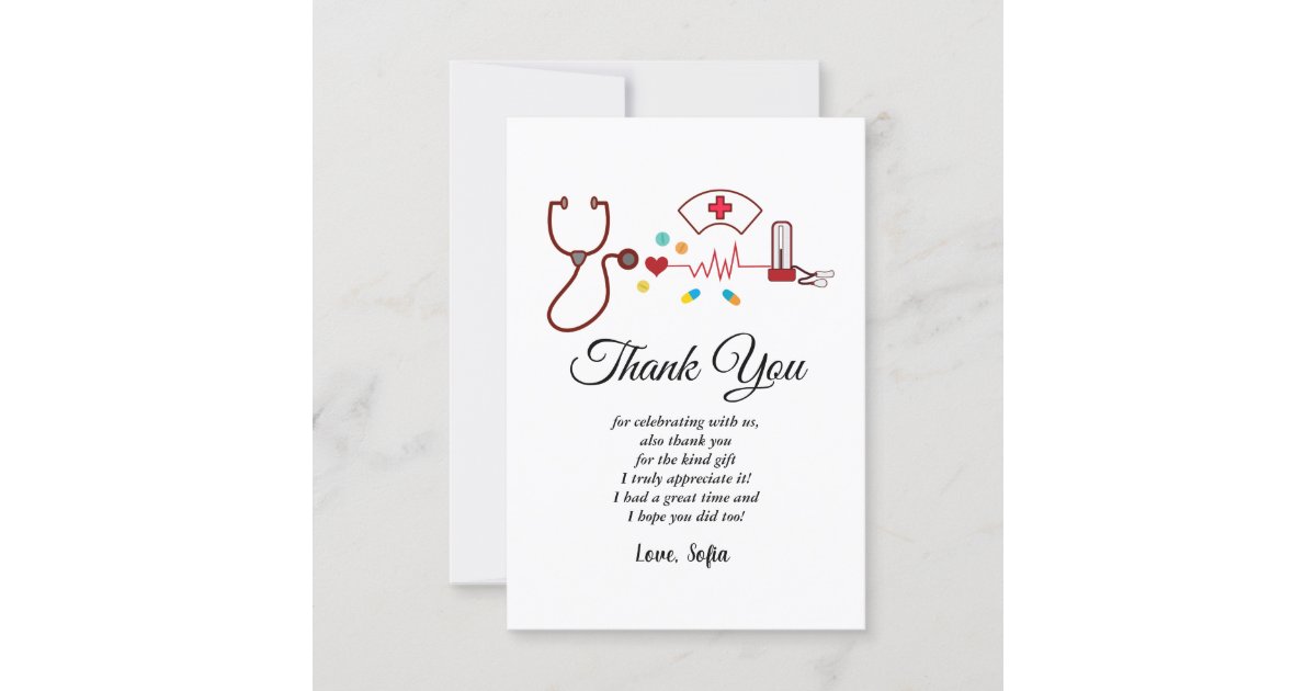 Doctor , Nursing, Medical thank you card Zazzle