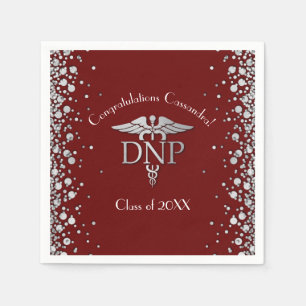 Doctor Nursing Practice Graduation Maroon Silver Napkins