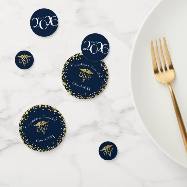 Doctor Nursing Practice Graduation Navy Blue Gold Confetti (Group)