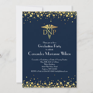 Doctor Nursing Practice Graduation Navy Blue Gold Invitation