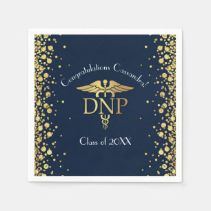 Doctor Nursing Practice Graduation Navy Blue Gold Napkins