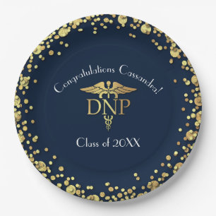 Doctor Nursing Practice Graduation Navy Blue Gold Paper Plates