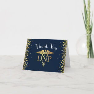 Doctor Nursing Practice Graduation Navy Blue Gold Thank You Card