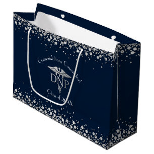 Doctor Nursing Practice Graduation NavyBlue Silver Large Gift Bag