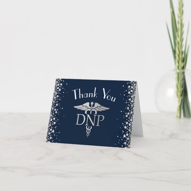 Doctor Nursing Practice Graduation NavyBlue Silver Thank You Card (Front)
