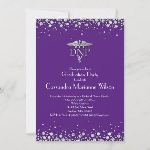 Doctor Nursing Practice Graduation Purple Silver Invitation