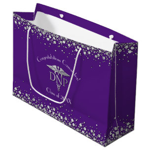 Doctor Nursing Practice Graduation Purple Silver Large Gift Bag