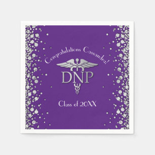 Doctor Nursing Practice Graduation Purple Silver Napkins