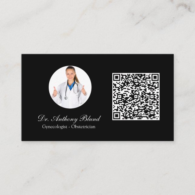 Doctor OBGYN Obstetrician Gynecologist Black Business Card (Front)