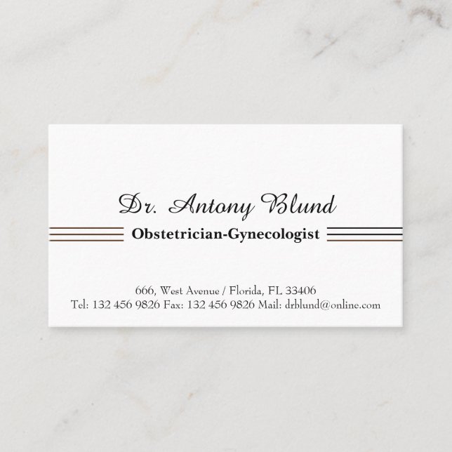 Doctor Obstetrician Gynecologist Business Card (Front)
