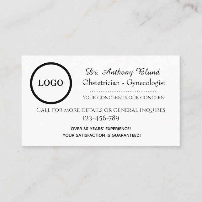 Doctor Obstetrician Gynecologist OBGYN  Business Card (Front)