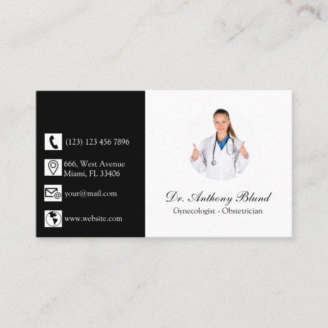 Doctor Obstetrician-Gynecologist OBGYN elegant Business Card (Front)