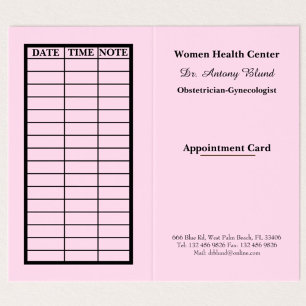 Doctor Obstetrician-Gynecologists Appointment Card