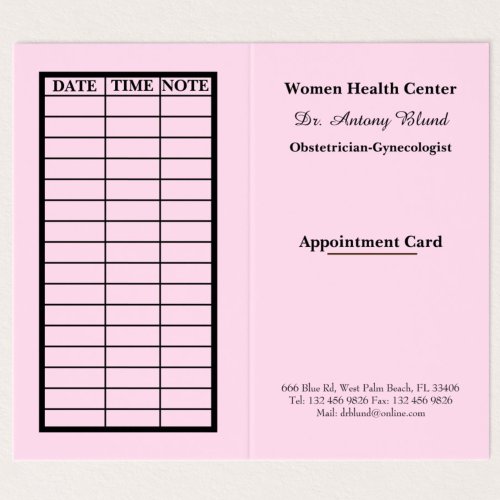 Doctor Obstetrician_Gynecologists Appointment Card