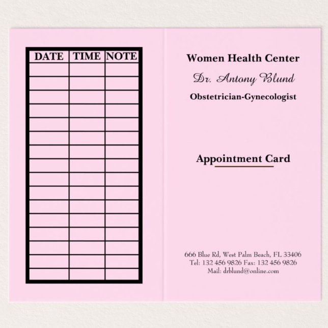 Doctor Obstetrician-Gynecologists Appointment Card (Creator Uploaded)