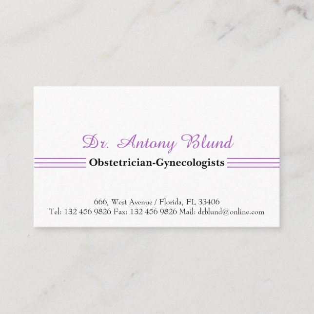 Doctor Obstetrician-Gynecologists Blue Business Ca Business Card (Front)