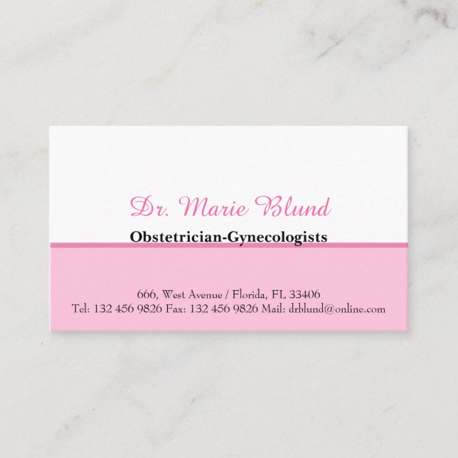 Doctor Obstetrician-Gynecologists Business Card (Front)