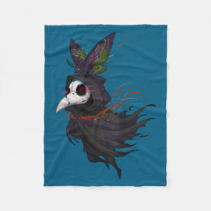 Doctor Occult Face Plague Gothic Cottagecore Moth Fleece Blanket