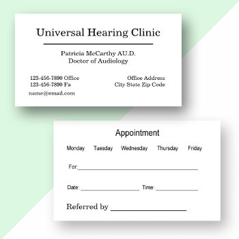 Doctor Of Audiology Appointment Business Card by Luckyturtle at Zazzle