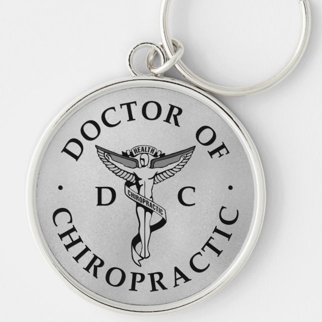 Doctor of Chiropractic Logo on Silver Background Keychain (Front)