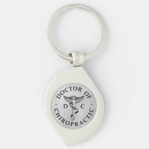 Doctor of Chiropractic Logo on Silver Background Keychain