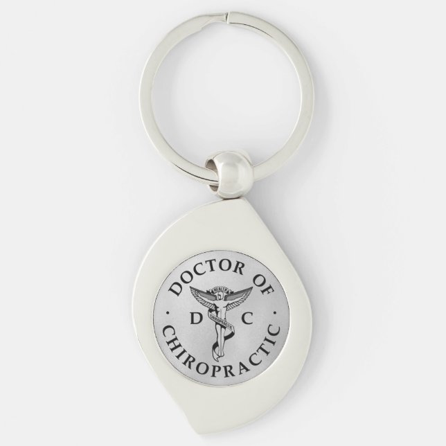 Doctor of Chiropractic Logo on Silver Background Keychain (Front)