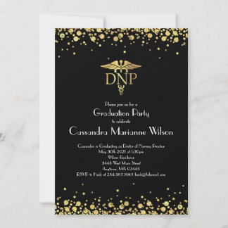 Doctor of Nursing Practice Graduation Black Gold Invitation