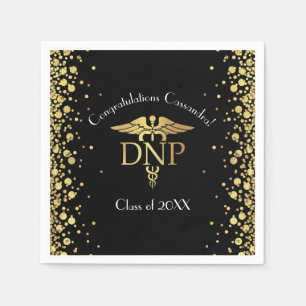 Doctor of Nursing Practice Graduation Black Gold Napkins