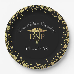 Doctor of Nursing Practice Graduation Black Gold Paper Plates