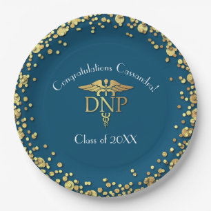 Doctor of Nursing Practice Graduation Blue Gold Paper Plates