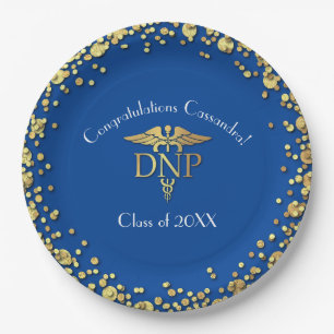 Doctor of Nursing Practice Graduation Blue Gold Paper Plates