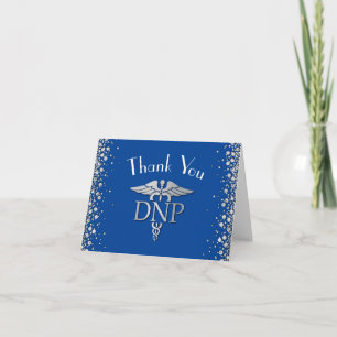 Doctor of Nursing Practice Graduation Blue Silver Letterpress Thank You Card