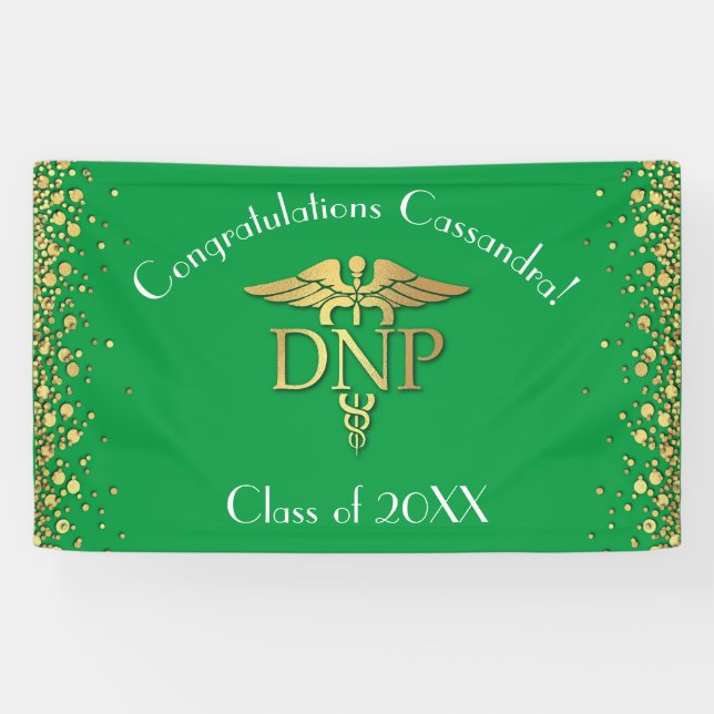 Doctor of Nursing Practice Graduation Green Gold Banner (Horizontal)