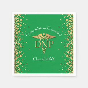 Doctor of Nursing Practice Graduation Green Gold Napkins