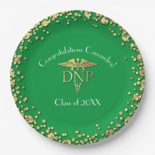 Doctor of Nursing Practice Graduation Green Gold Paper Plates