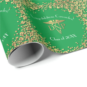 Doctor of Nursing Practice Graduation Green Gold Wrapping Paper