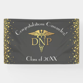 Doctor of Nursing Practice Graduation Grey Gold Banner