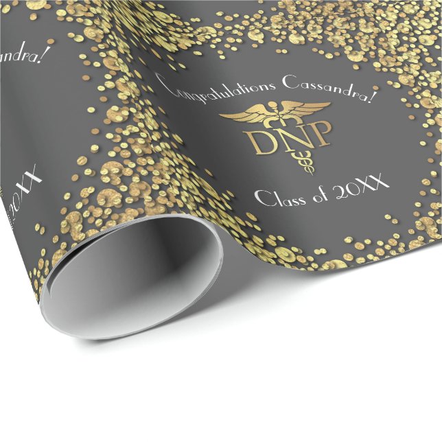 Doctor of Nursing Practice Graduation Grey Gold Wrapping Paper (Roll Corner)