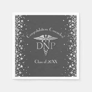Doctor of Nursing Practice Graduation Grey Silver Napkins