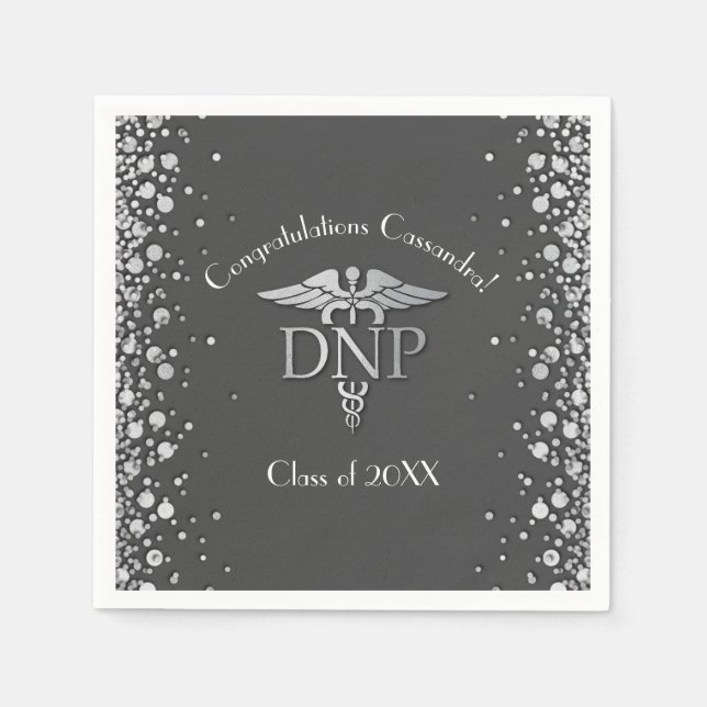 Doctor of Nursing Practice Graduation Grey Silver Napkins (Front)