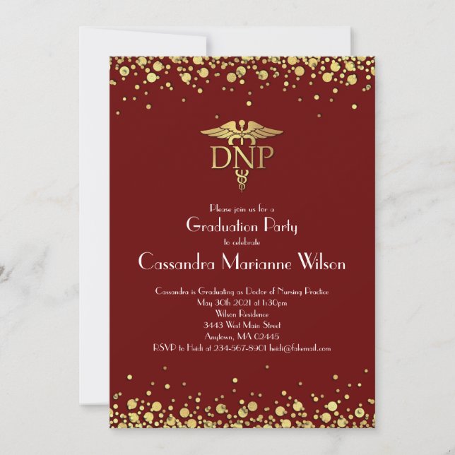 Doctor of Nursing Practice Graduation Maroon Gold Invitation (Front)