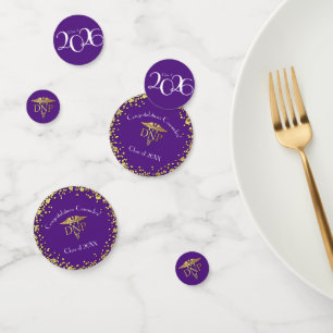 Doctor of Nursing Practice Graduation Purple Gold Confetti