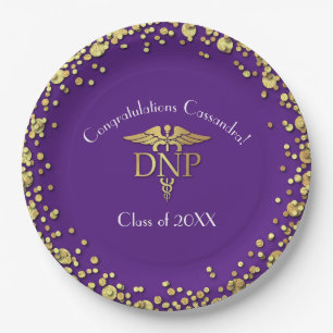 Doctor of Nursing Practice Graduation Purple Gold Paper Plates