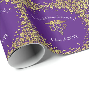 Doctor of Nursing Practice Graduation Purple Gold Wrapping Paper
